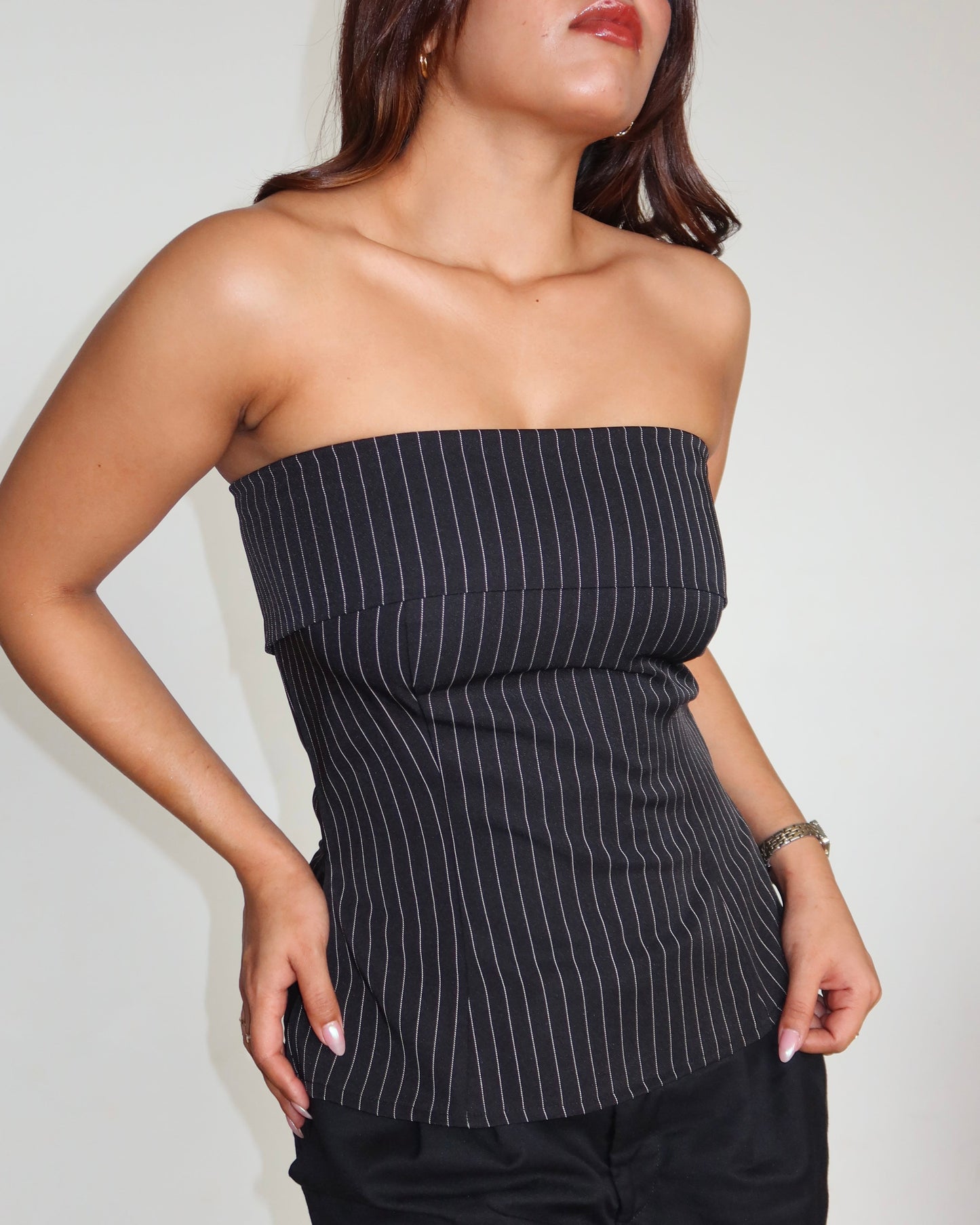 Sleek Stripe Bandeau Top