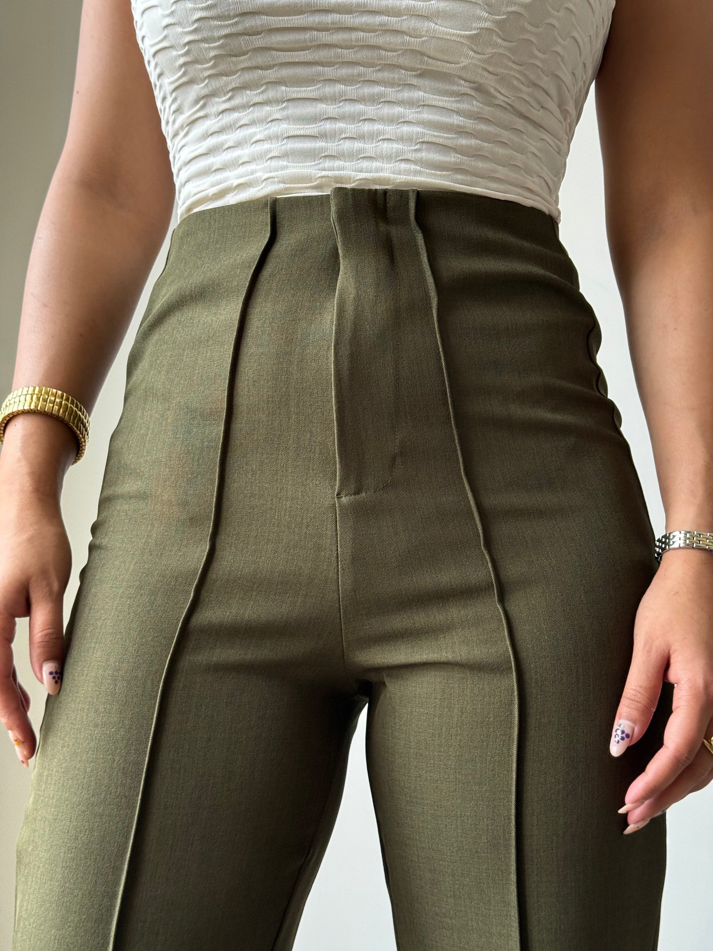 Polished Linen Flared Tailored Pants