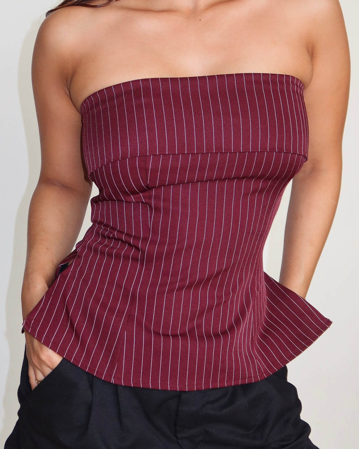Sleek Stripe Bandeau Top