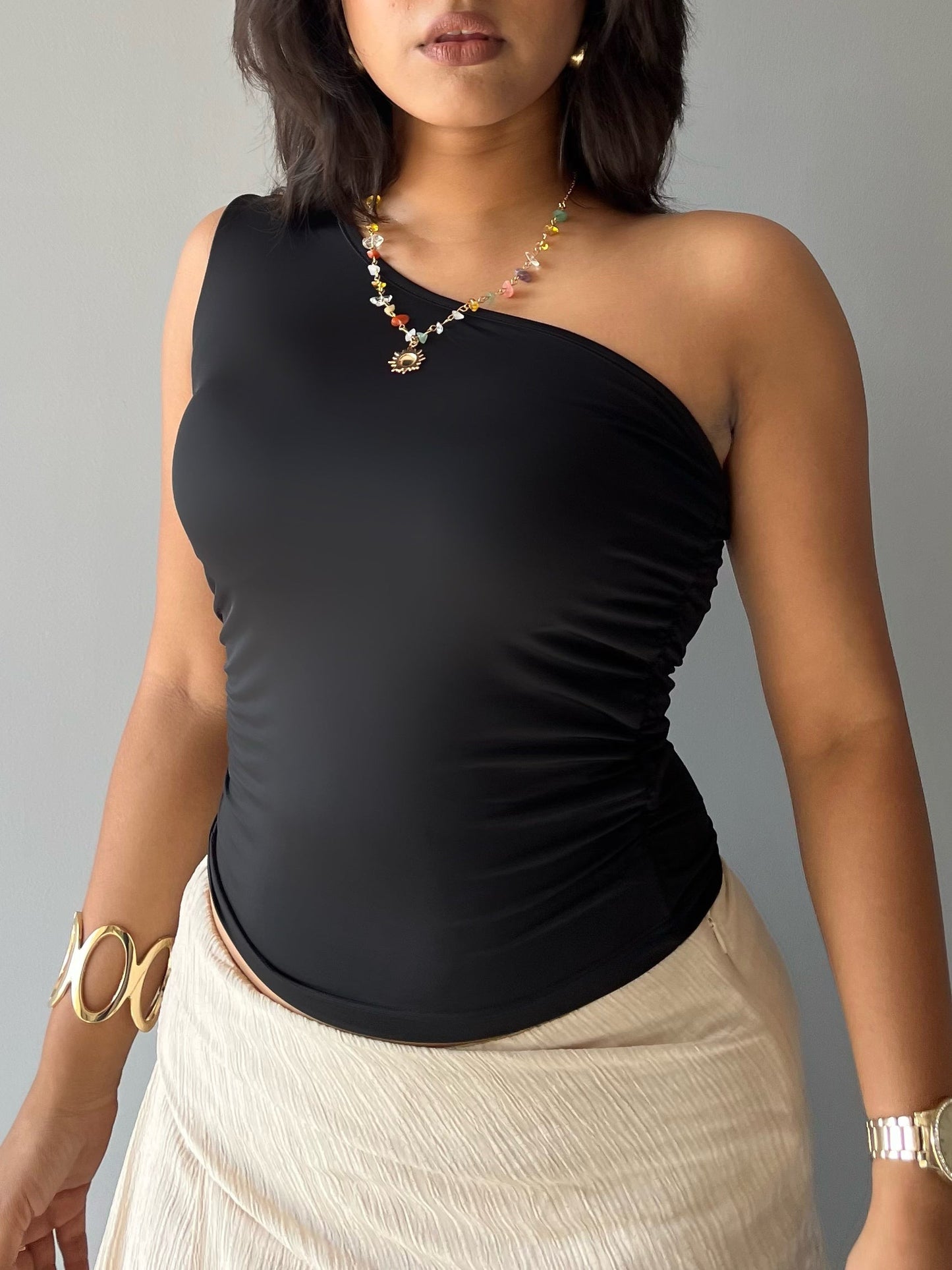 Effortless Flow One Shoulder Ruched Top