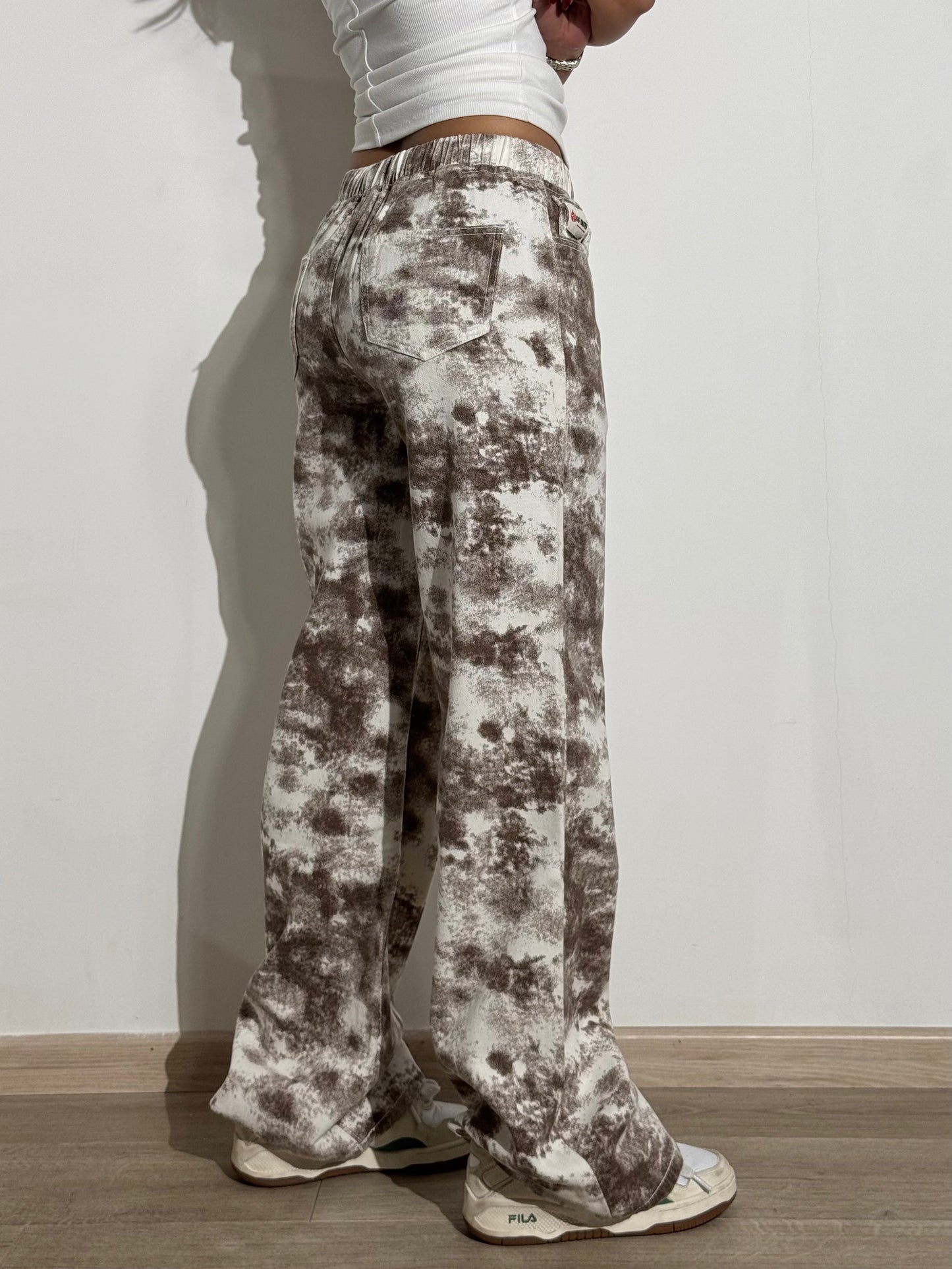 Graffiti Splash Wide Leg Denim Joggers