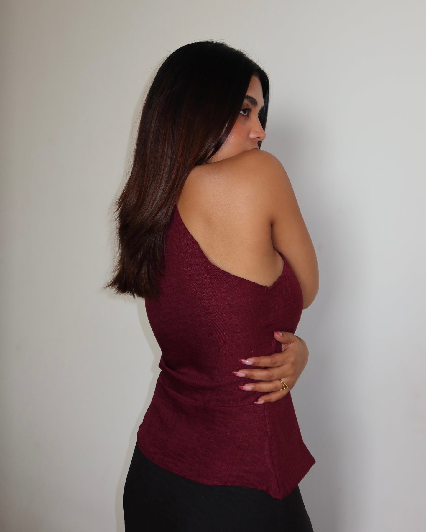 Tie-Up Halter Corset Details Top
