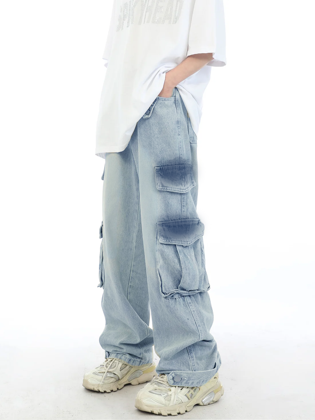 Dusty Blue Baggy Cargos