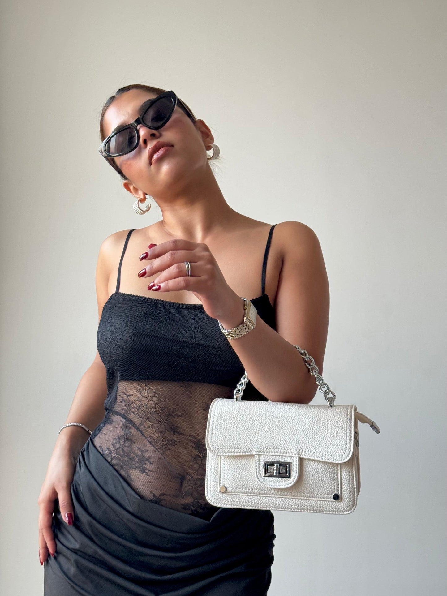 Structure Satchel Chain Strap Bag