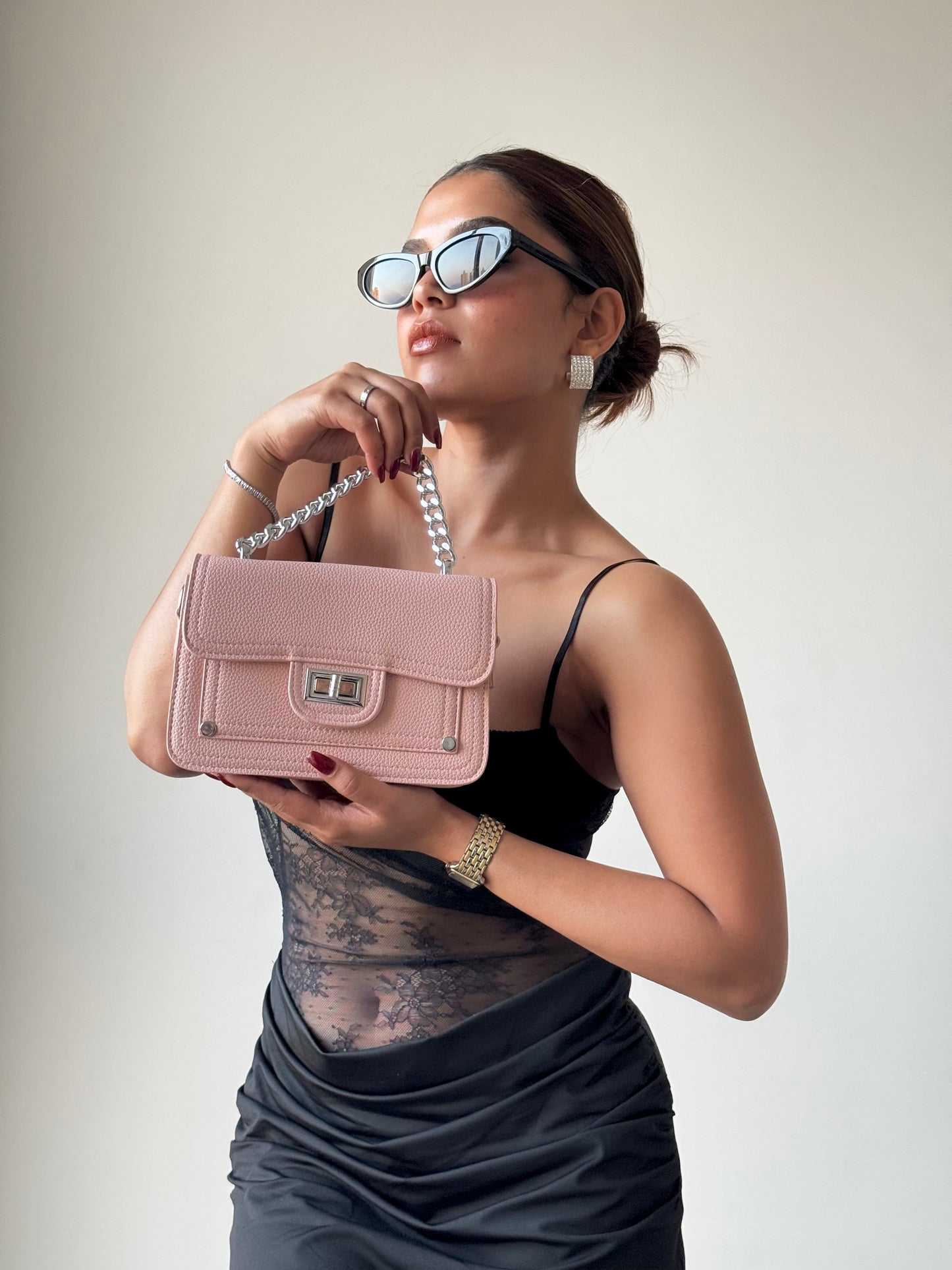 Structure Satchel Chain Strap Bag