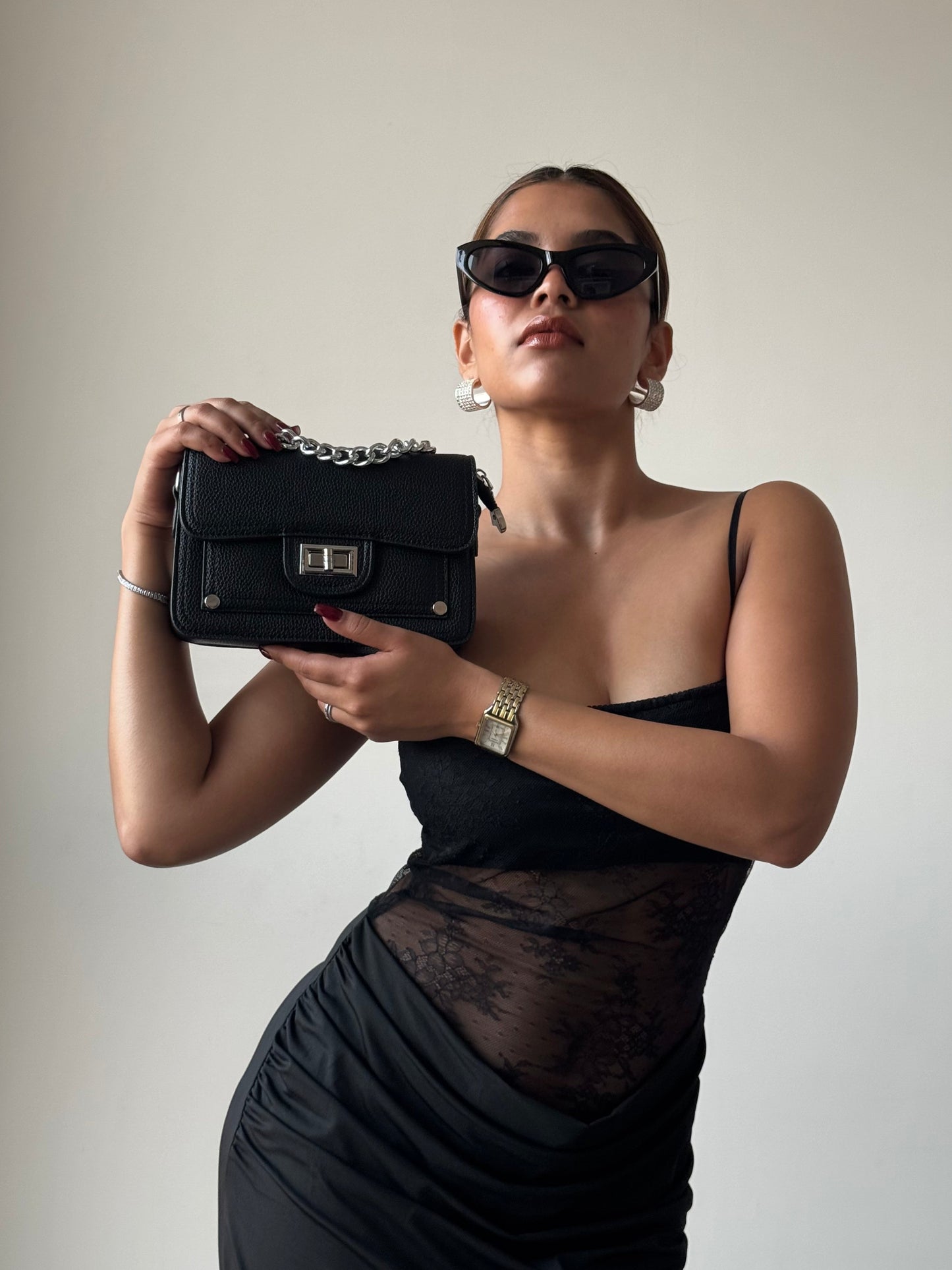 Structure Satchel Chain Strap Bag