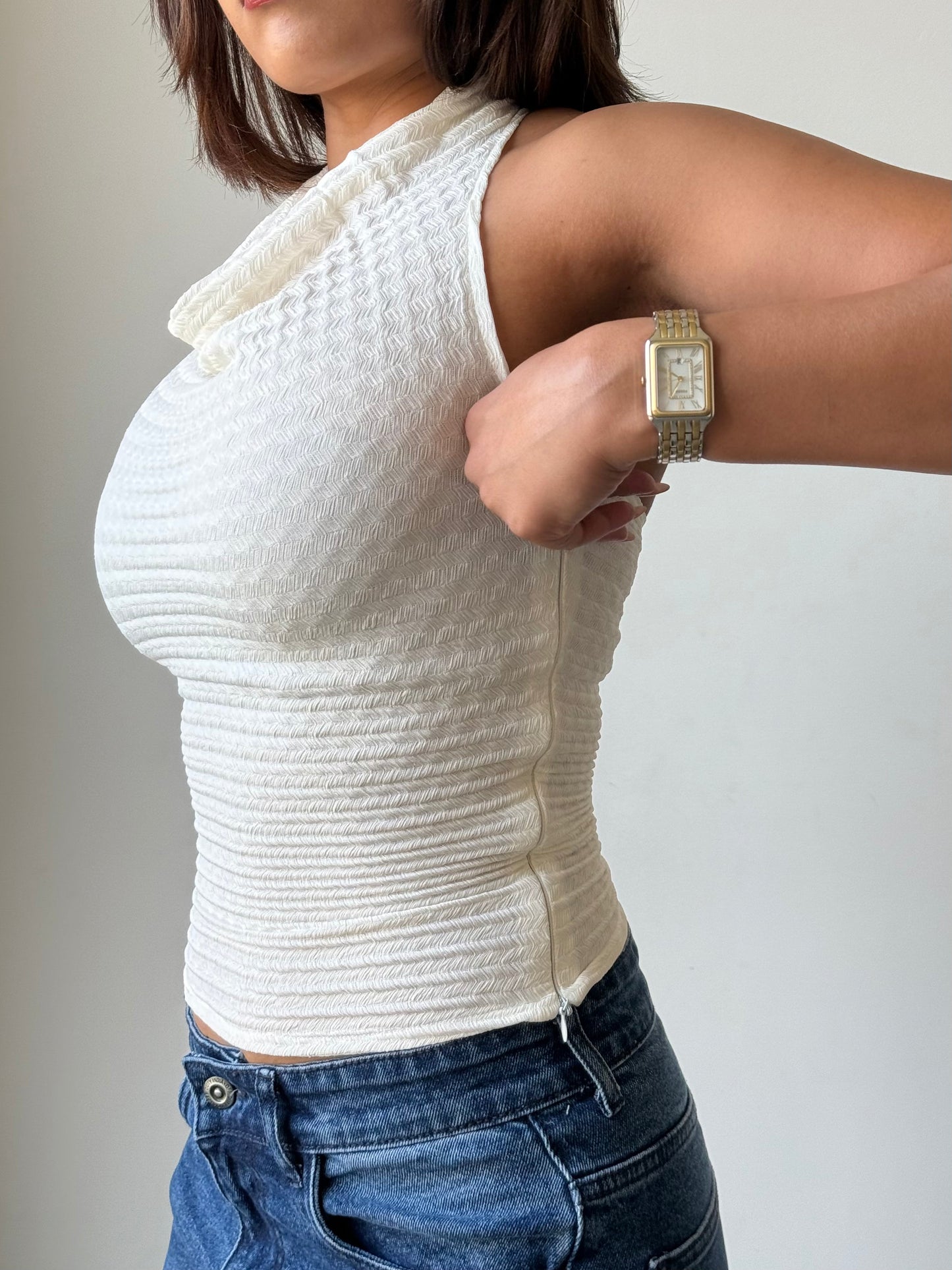 Refined Cowl Backless Halter Top