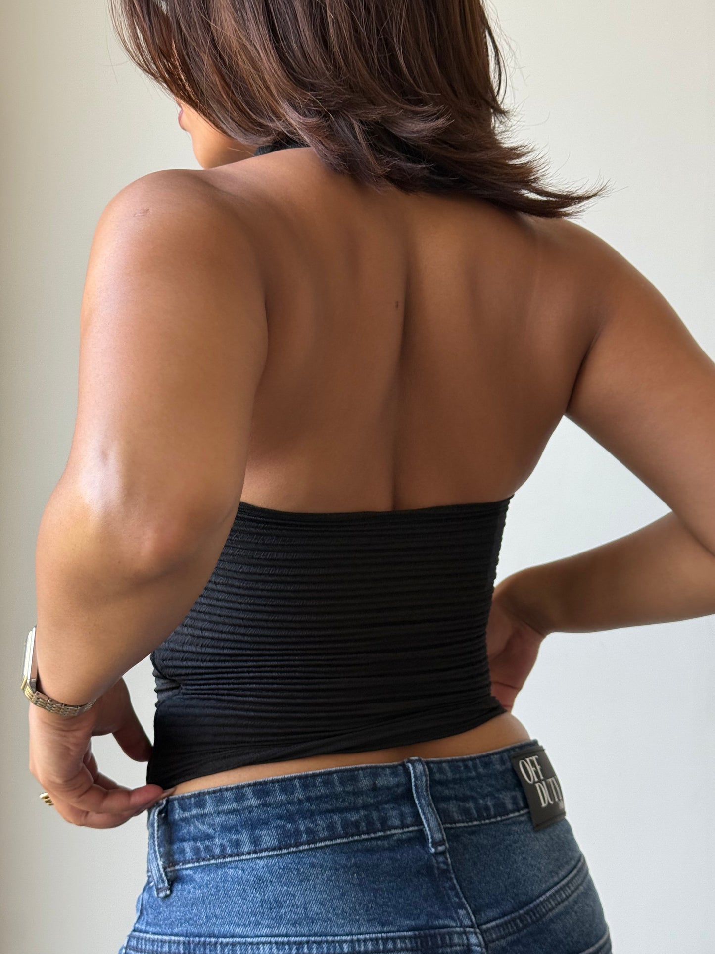 Refined Cowl Backless Halter Top