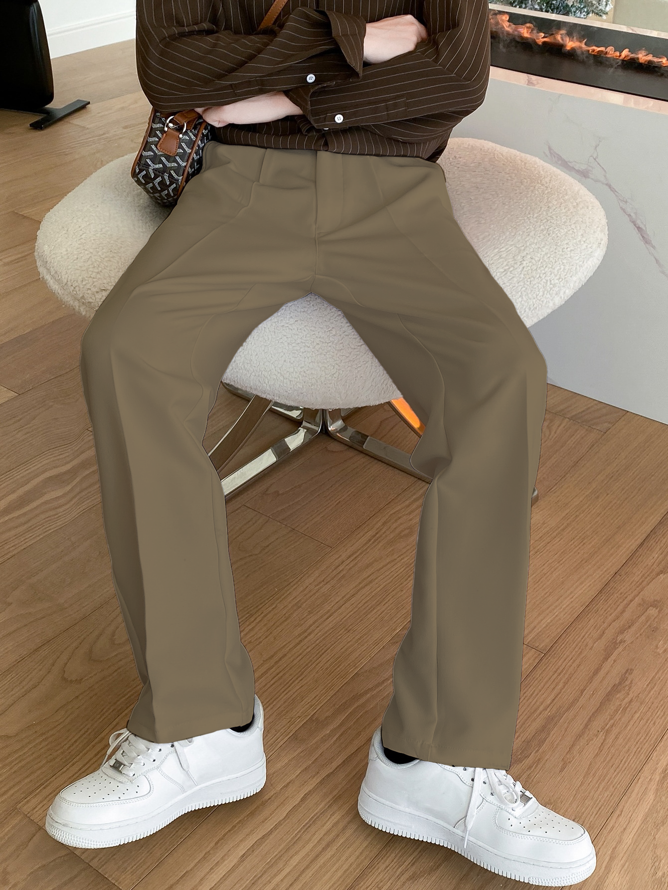Men Semi Formal Straight Fit Korean Pants