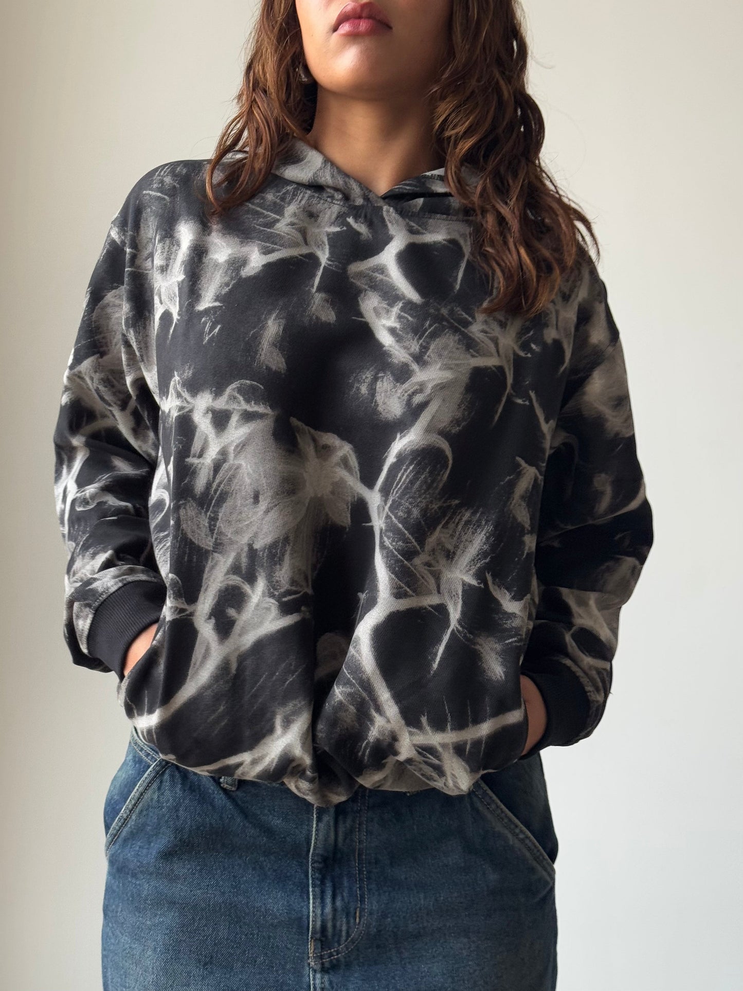 Abstract Smoke Print Oversize Hoodie