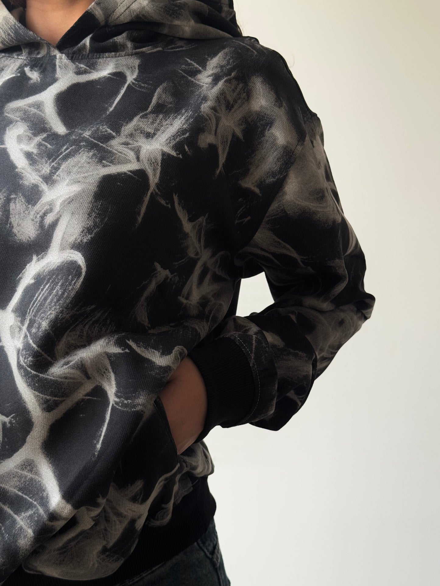 Abstract Smoke Print Oversize Hoodie