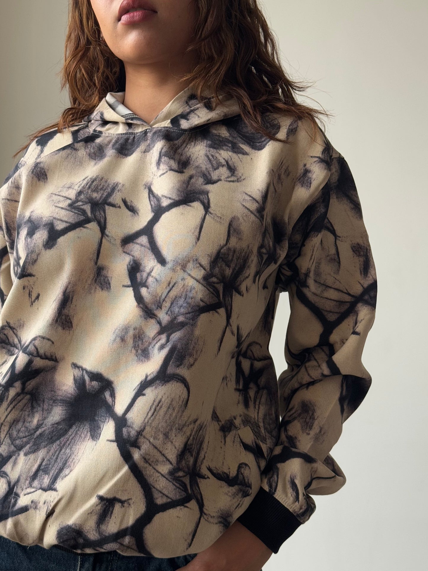 Abstract Smoke Print Oversize Hoodie