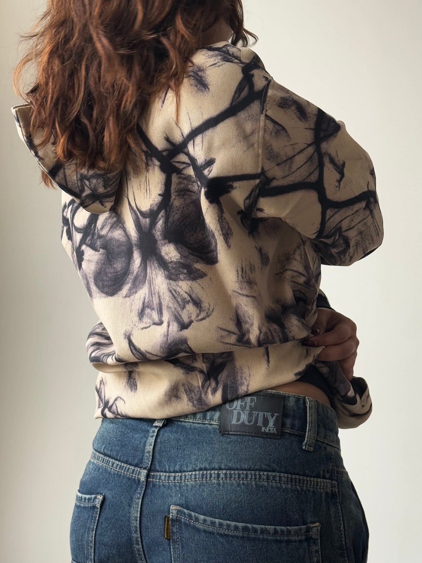 Abstract Smoke Print Oversize Hoodie