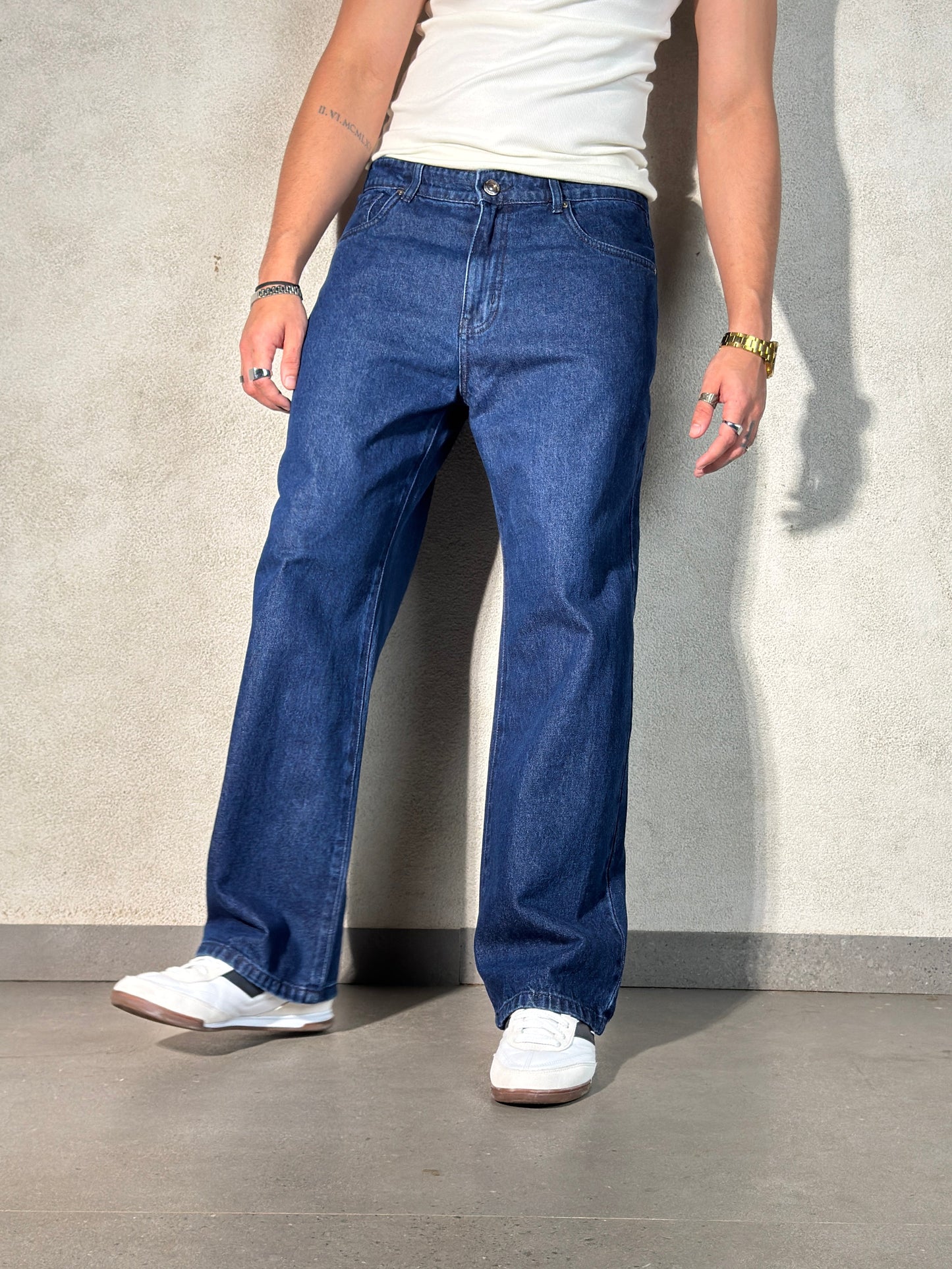 Air Force Blue Baggy Fit Rigid Jeans