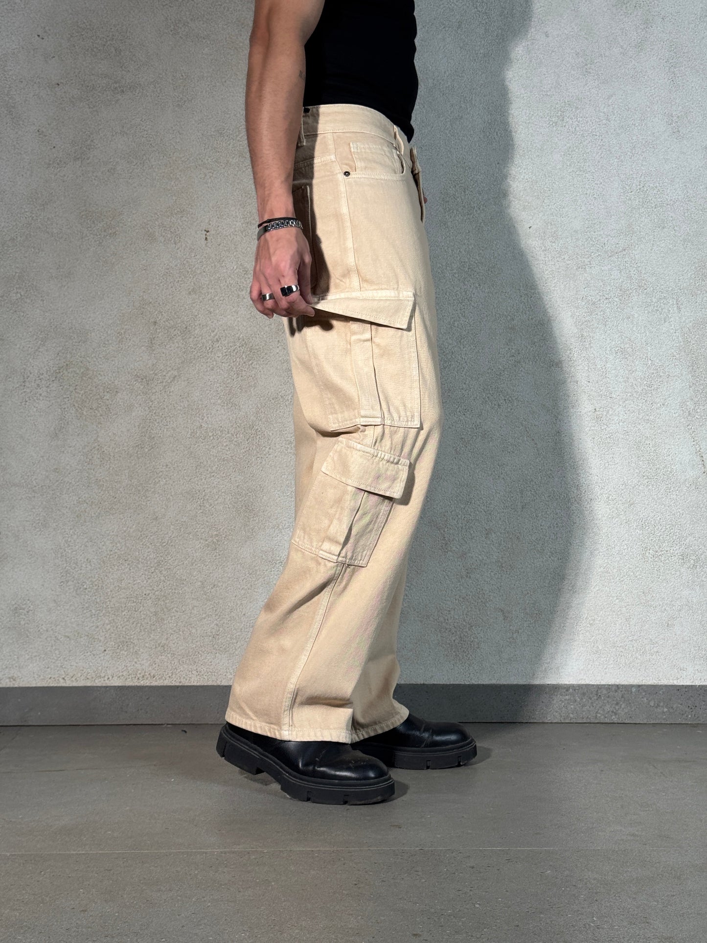 Sand Wash Nude Men Baggy Fit Cargo