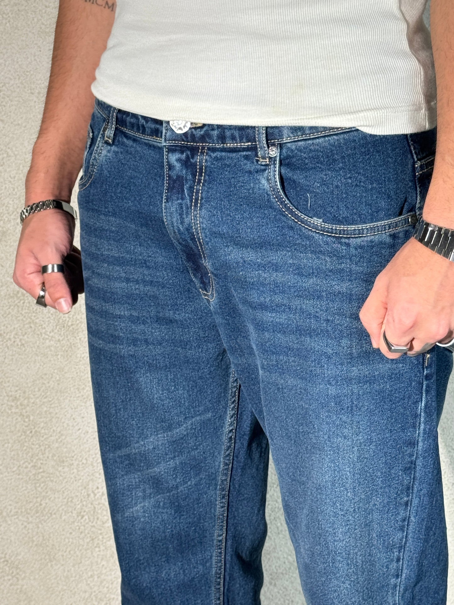 Royal Blue Straight Fit Jeans