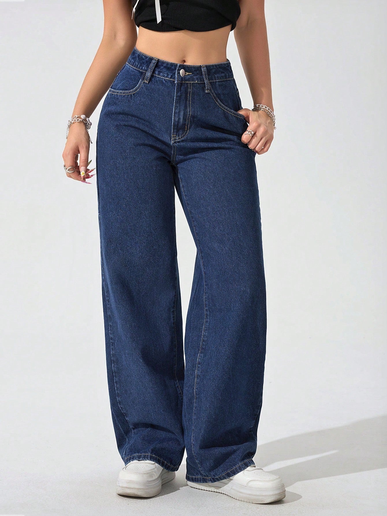 True Blue Wide Leg High Rise jeans