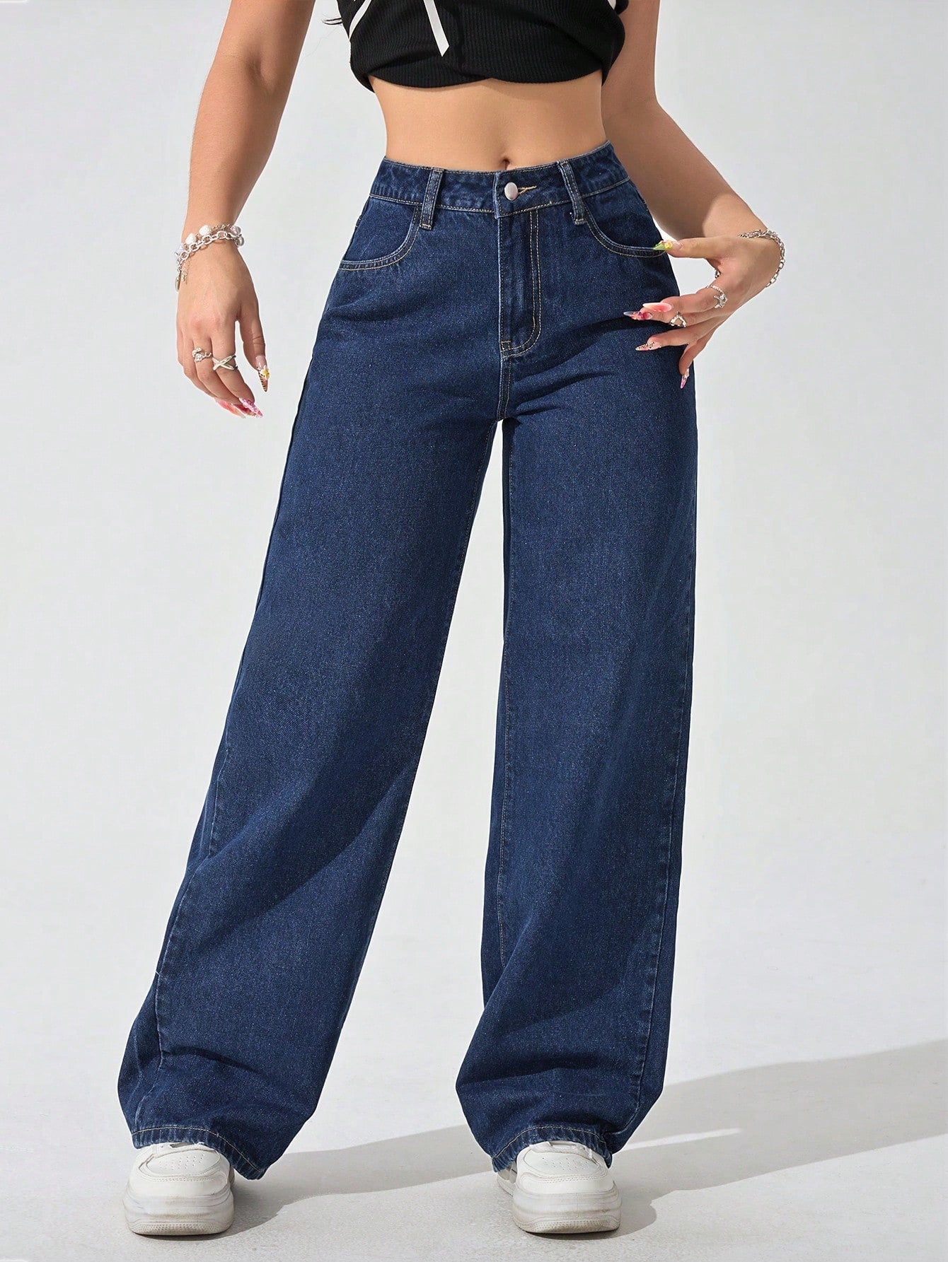 True Blue Wide Leg High Rise jeans