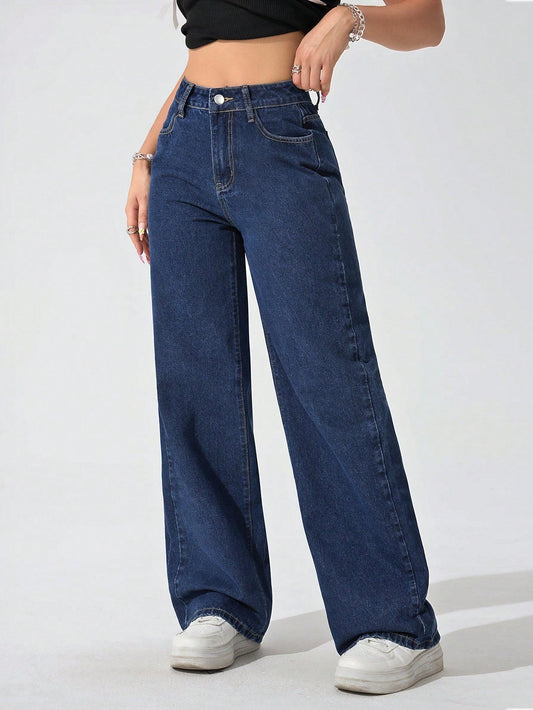 True Blue Wide Leg High Rise jeans