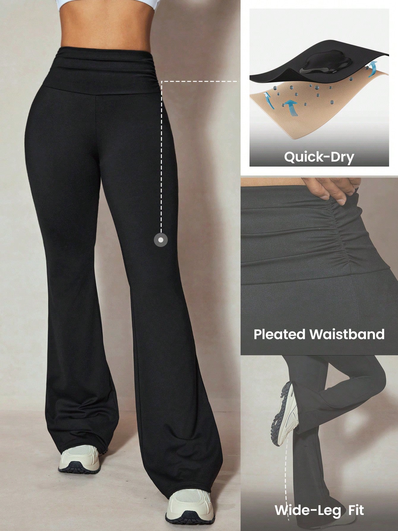 Pleated Yoga Flare Pants