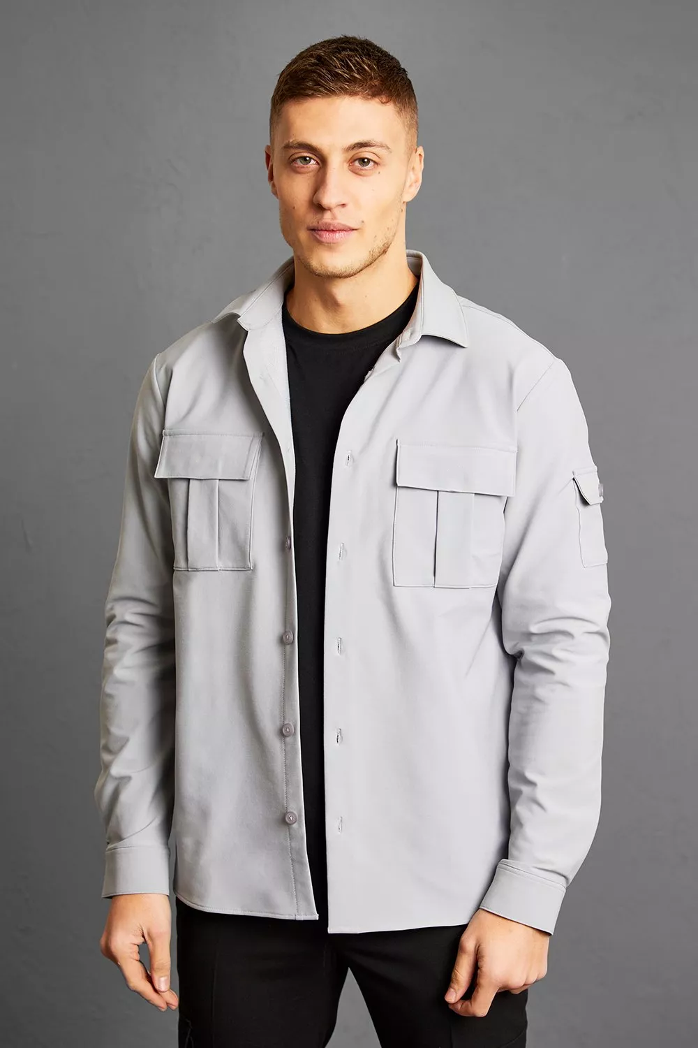 Boxy Pocket Detail Full Sleeves Shirt