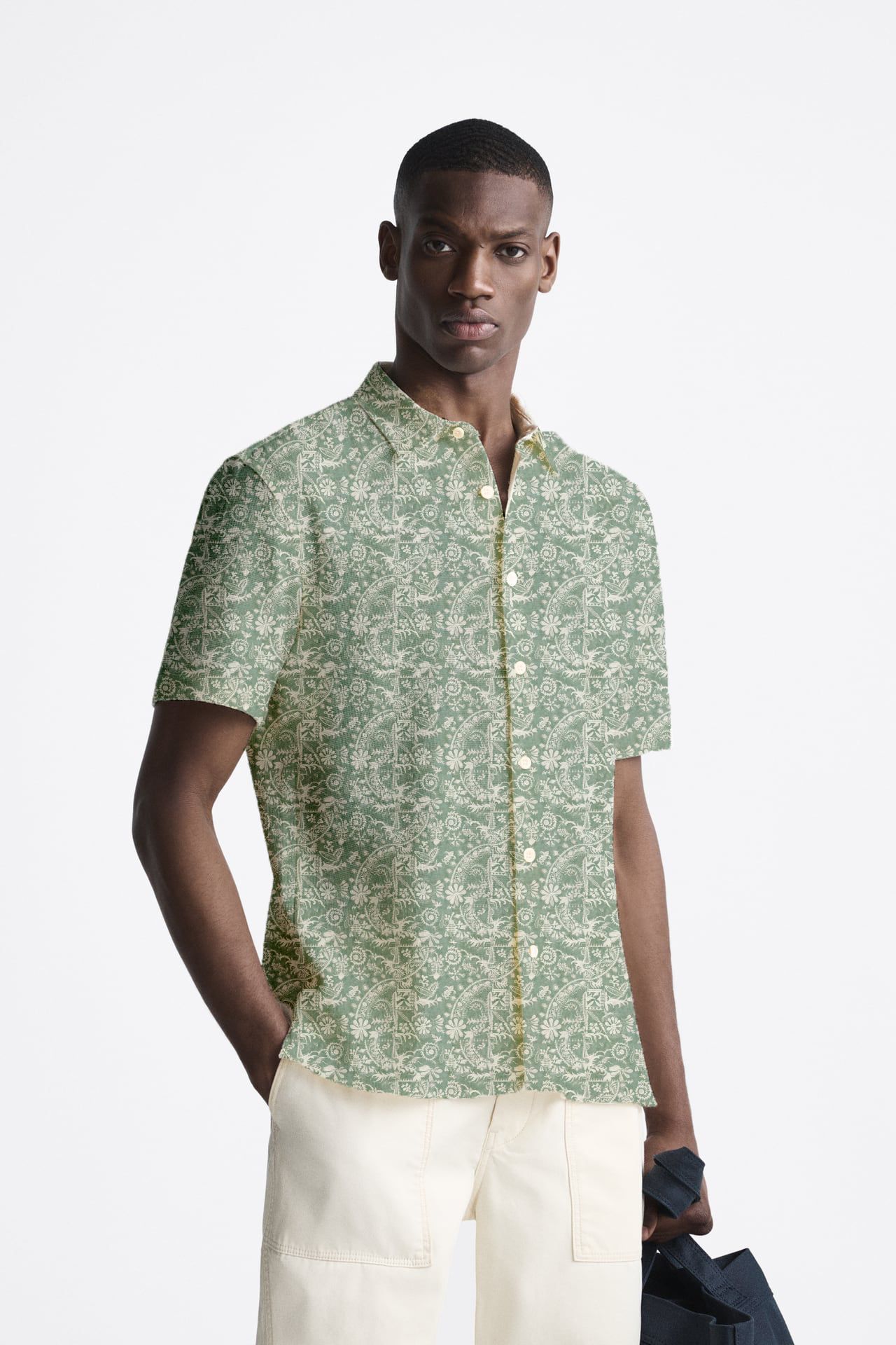 Earthy floral print short sleeve shirt