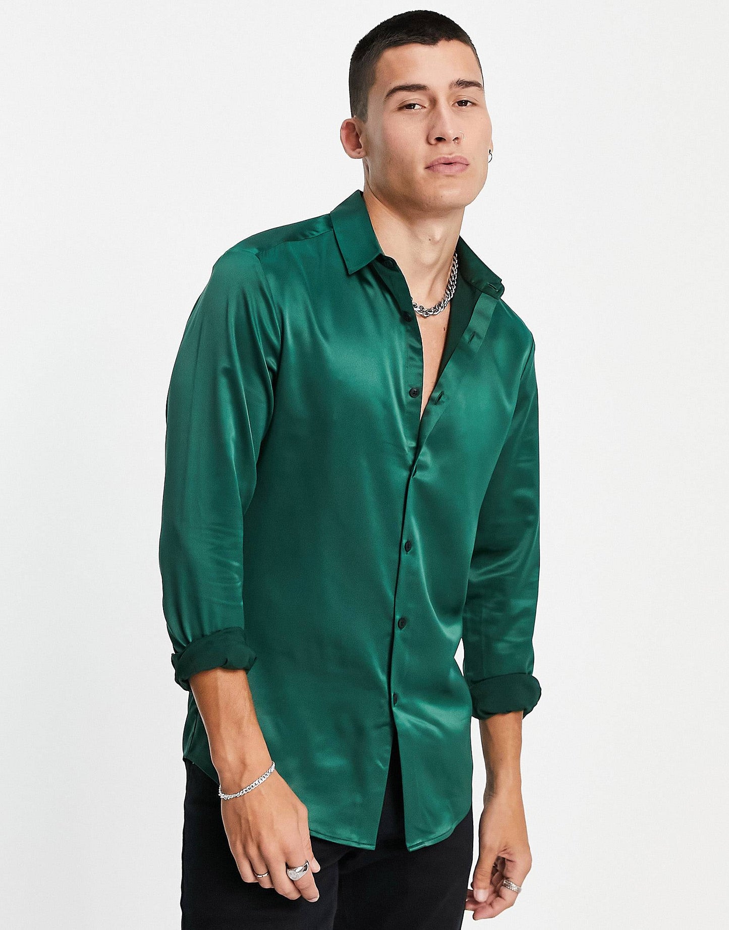 Party Button Up Satin Shirt