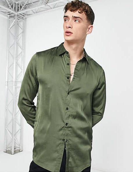 Party Button Up Satin Shirt