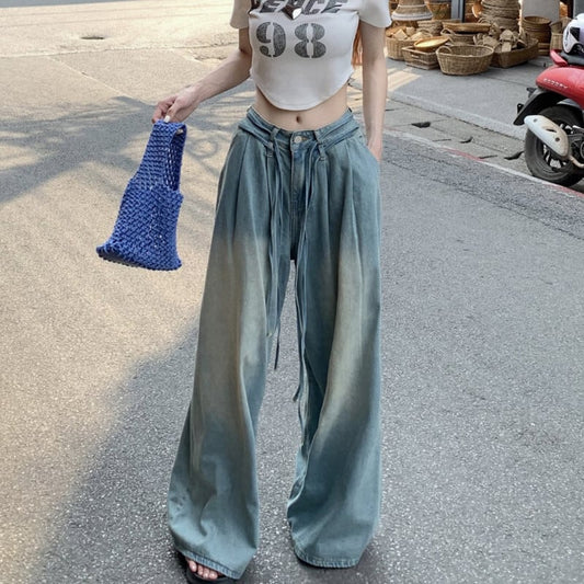 Sporty Glam Baggy Denim Joggers
