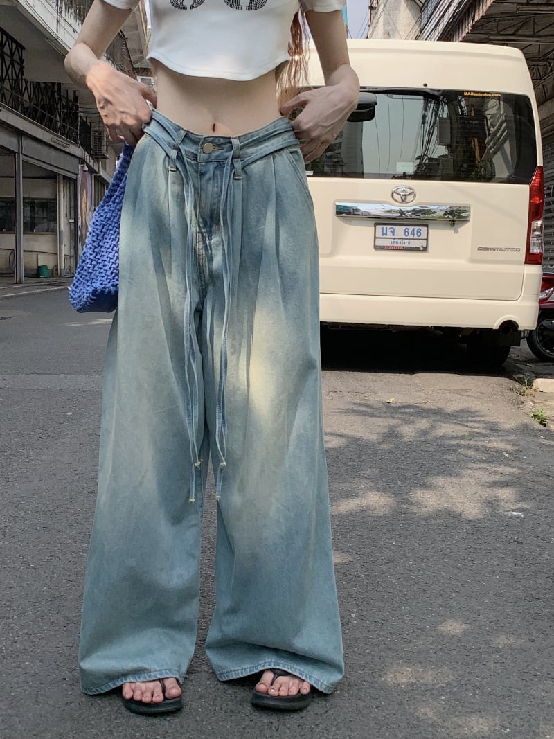 Sporty Glam Baggy Denim Joggers