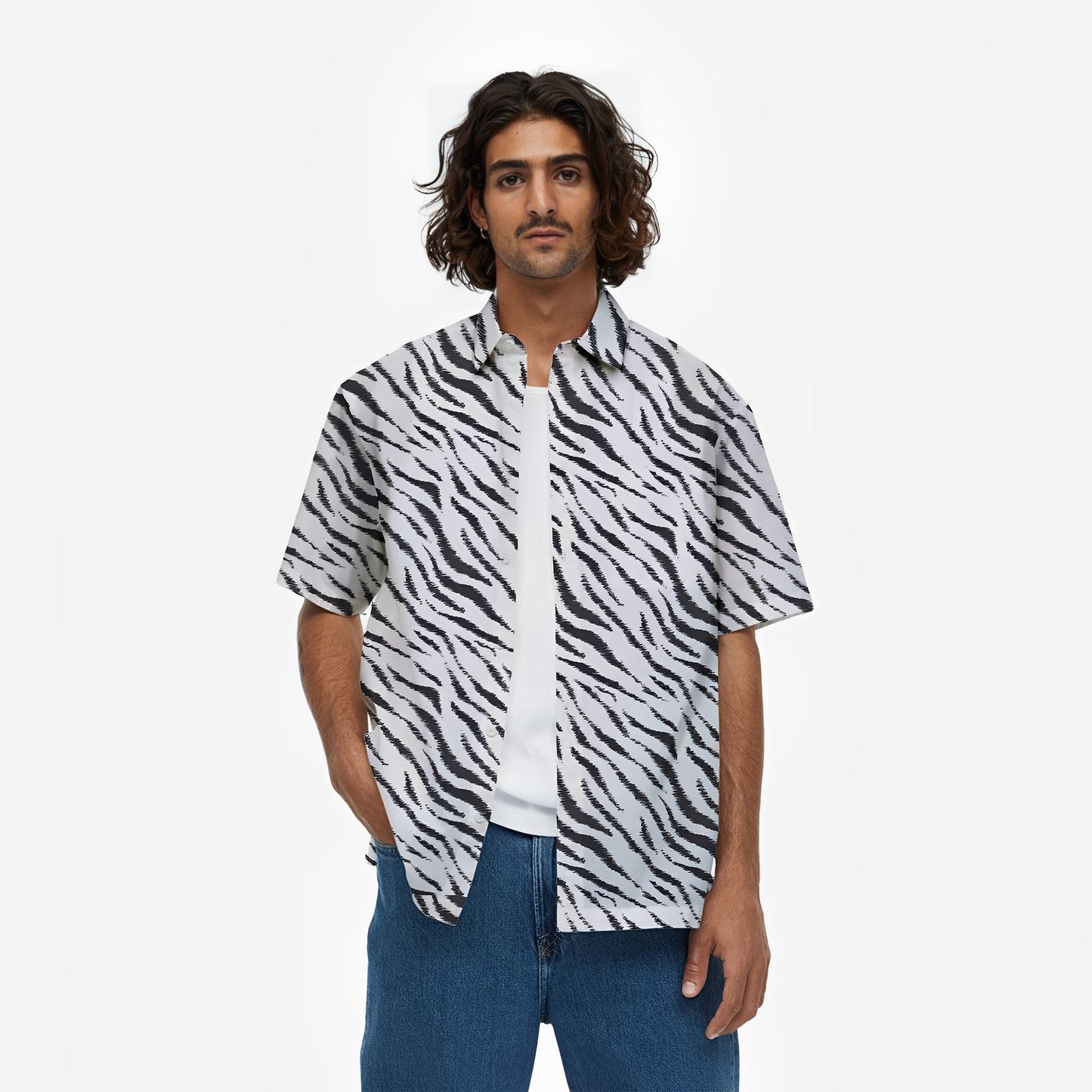 zebra print short sleeve shirt