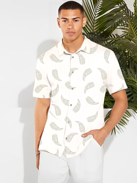 Earthy paisely print Short sleeve shirt