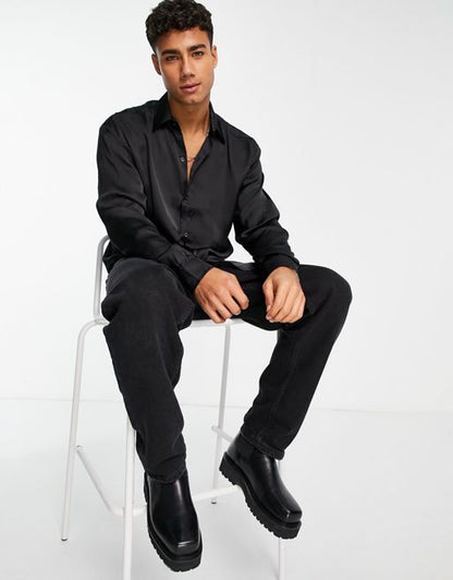 Party Button Up Satin Shirt