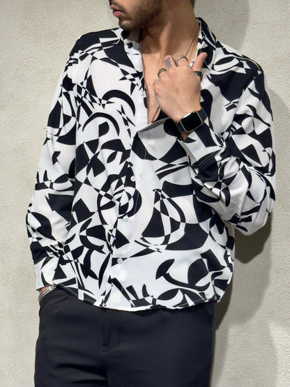 Abstract Rhythm Print Full Sleeves Shirt