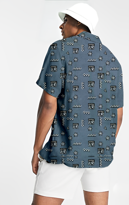 African culture print short sleeve shirt