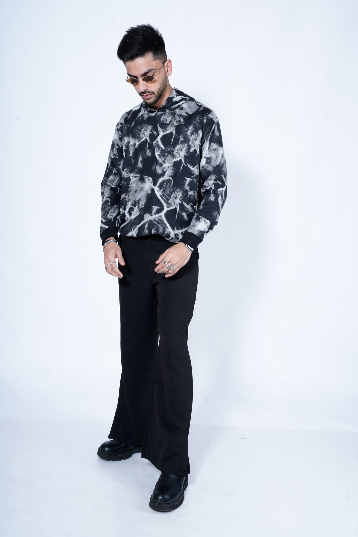 Abstract Smoke Print Oversize Hoodie