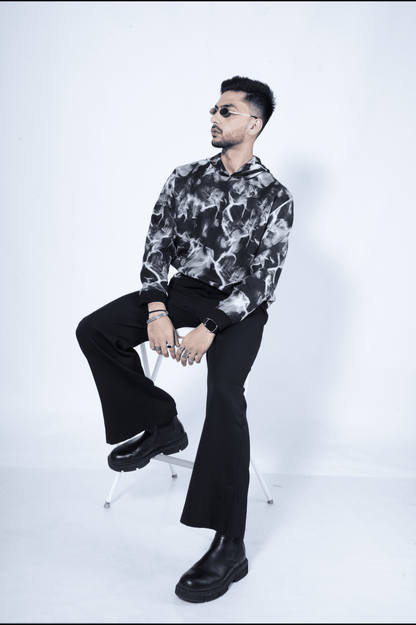 Abstract Smoke Print Oversize Hoodie