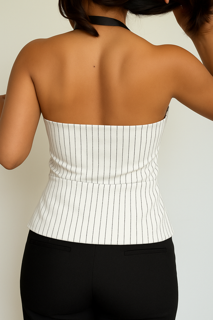 Stripe Structure Halter Top