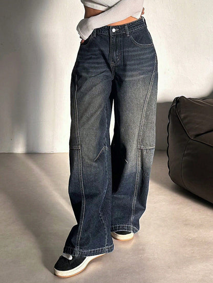 Bold Streak Pannel Wide Leg Jeans