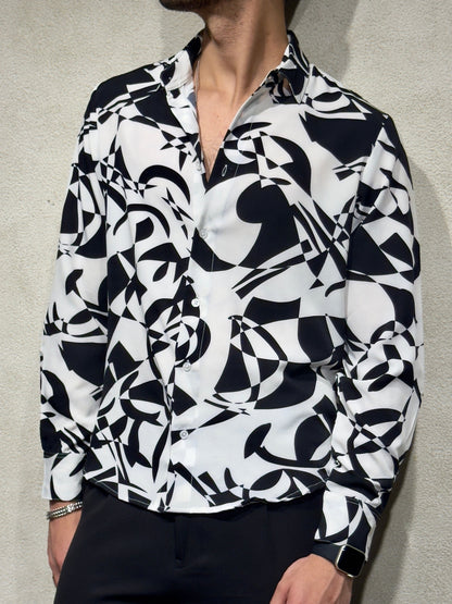 Abstract Rhythm Print Full Sleeves Shirt