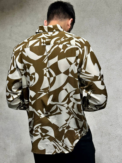 Abstract Rhythm Print Full Sleeves Shirt
