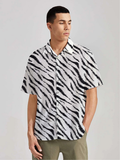 zebra print short sleeve shirt
