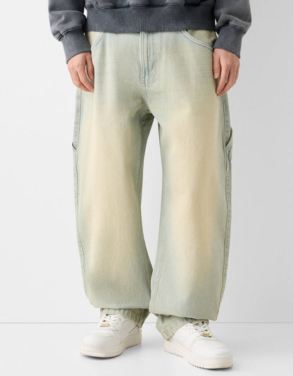 Faded Balloon-Fit Carpenter Jeans