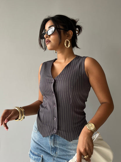 Contoured Stripe Vest