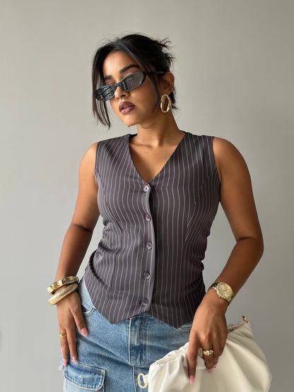 Contoured Stripe Vest