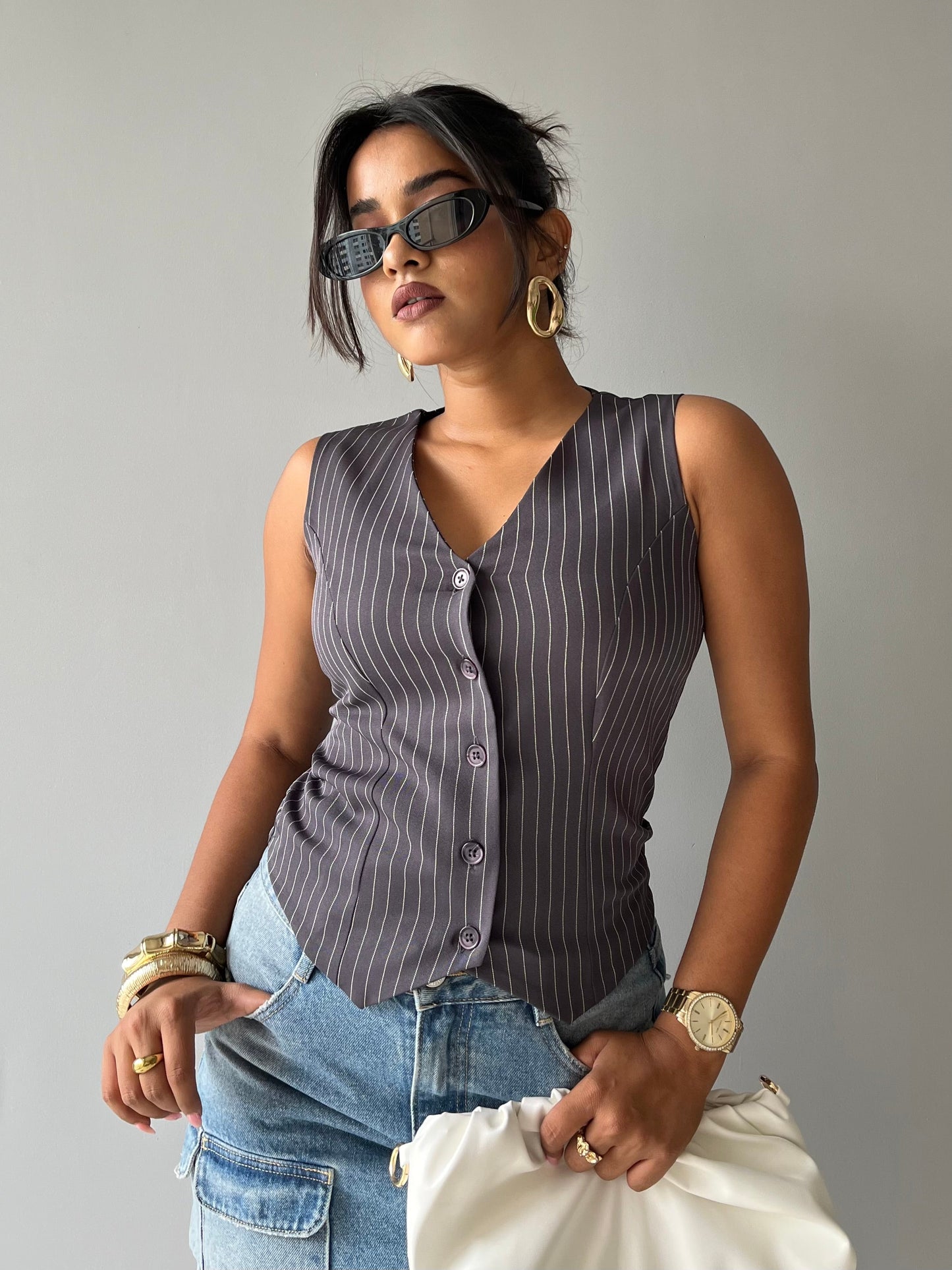 Contoured Stripe Vest