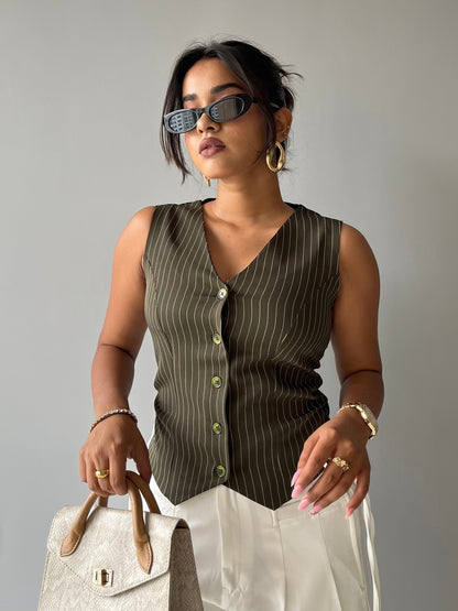 Contoured Stripe Vest