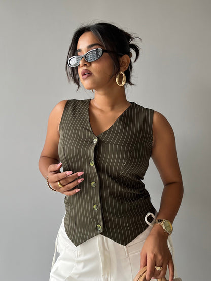 Contoured Stripe Vest