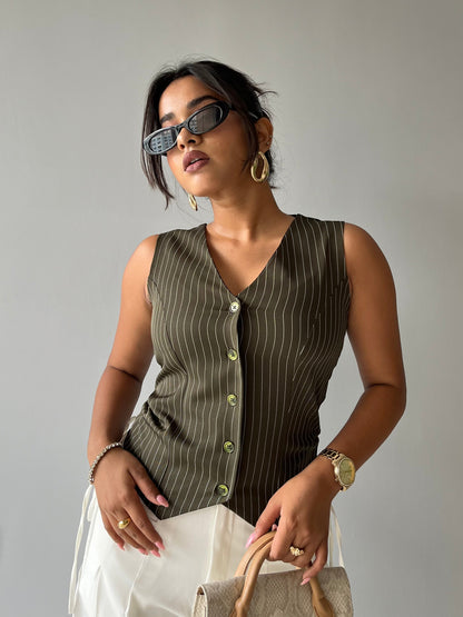 Contoured Stripe Vest