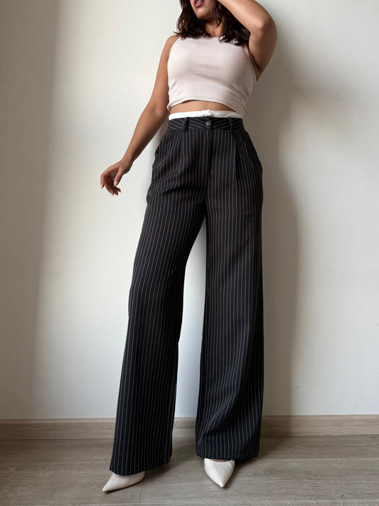 Striped Boxer Wide Leg Trousers